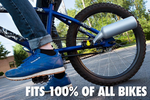 The Turbospoke Bicycle Exhaust System fits 100% of all bicycles.