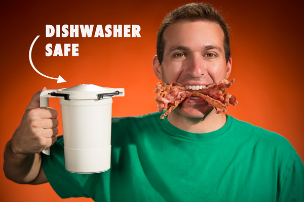 The WowBacon Microwave Bacon Cooker is dishwasher safe.